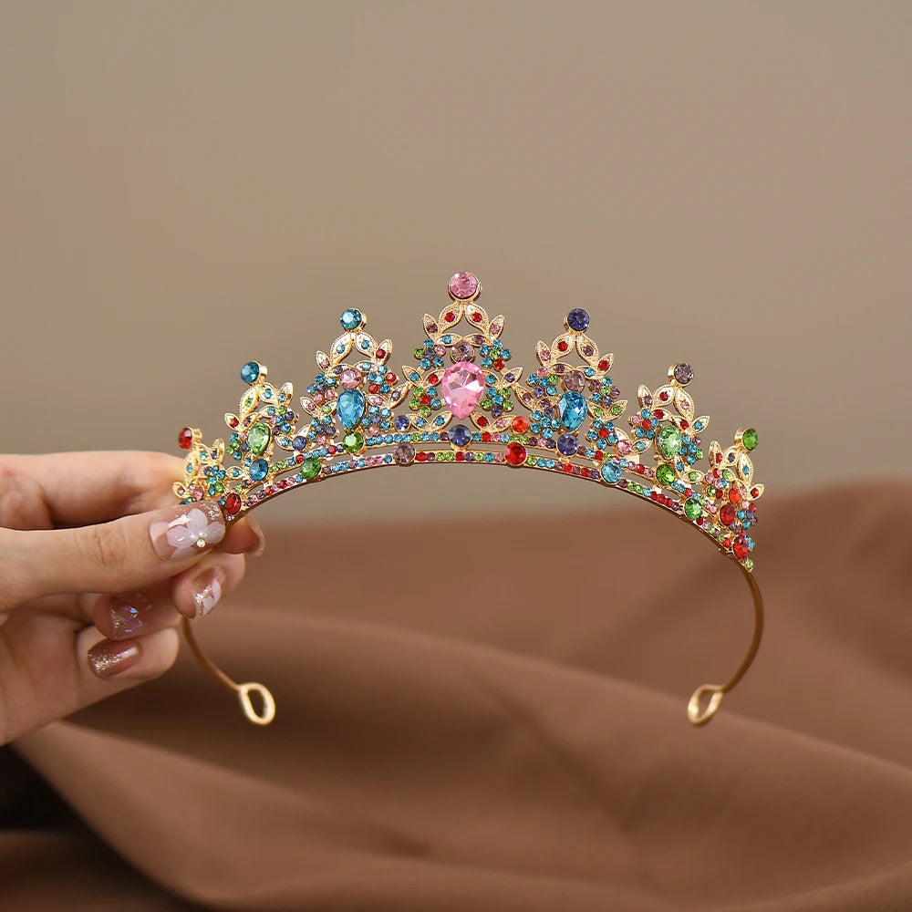 Children's Princess Crown Crystal Headband, Girls' Hair Accessory, High-End Elegance, Dance Performance, Birthday Gift Crown