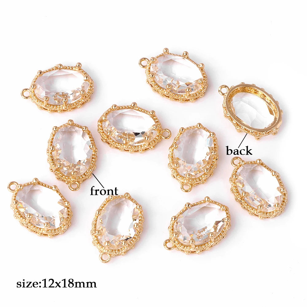 Fashoin Crystal Glass Pendant Oval Shape Rhinestone Charms For Vintage Women's Earrings Earrings Bracelet DIY Crafts Supply 5pcs