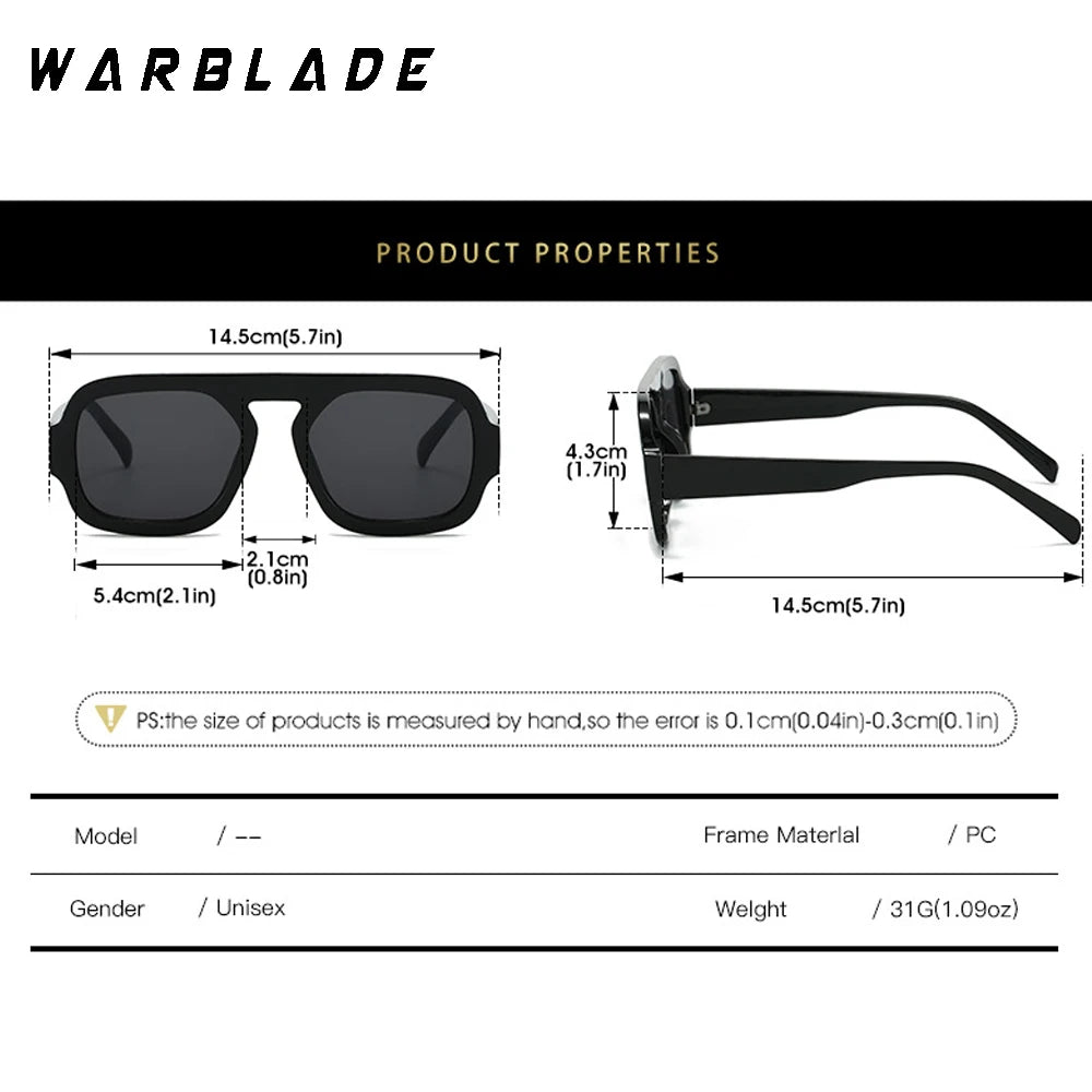 2025 Luxusmarke Design Retro Quadrat Doppelbrücken Sonnenbrille Damenmode Pilot Gradient Shades UV400 Männer Punk Sonnenbrille