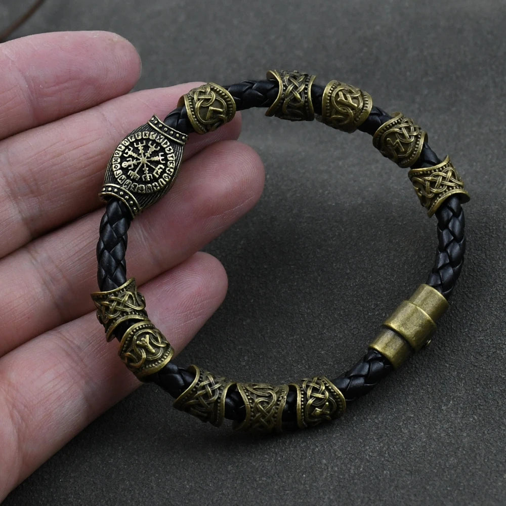 Norse Runes Bracelet Vikingo 3pcs /11pcs/13Pcs/15pcs Runes Beads Vegvisir Compass Amulet Viking Bracelet Slavic Accessorier