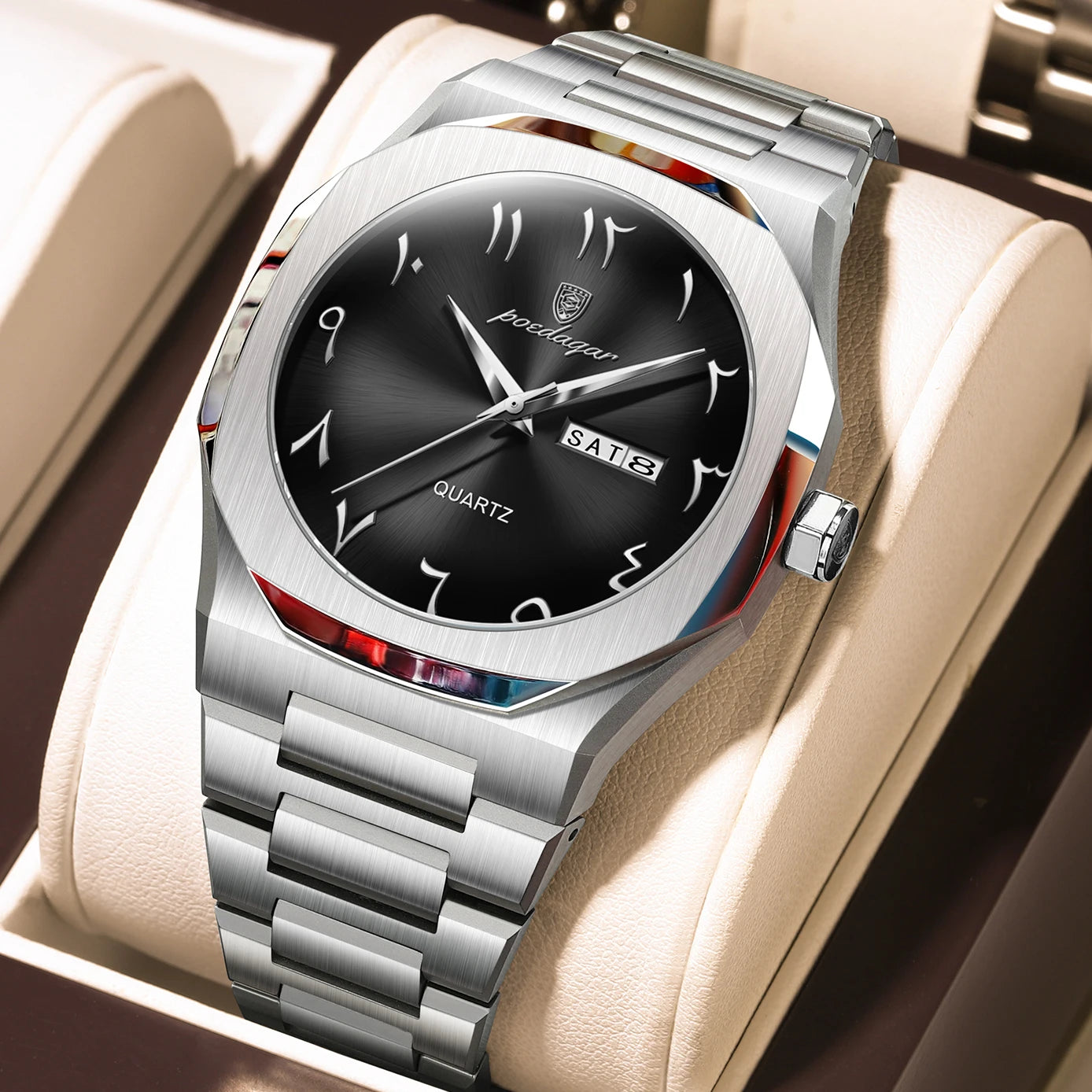 POEDAGAR Military Watch For Men Waterproof Luxury Week Calendar Man Wristwatch Quartz Stainless Steel Fashion Men's Watches Male - Madeinsea©