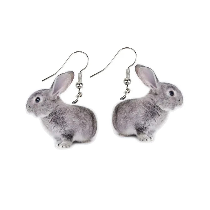 Boucles d'oreilles pendantes en acrylique pour femme, cadeau de Pâques, motif lapin mignon, bijoux intéressants pour festival et fête