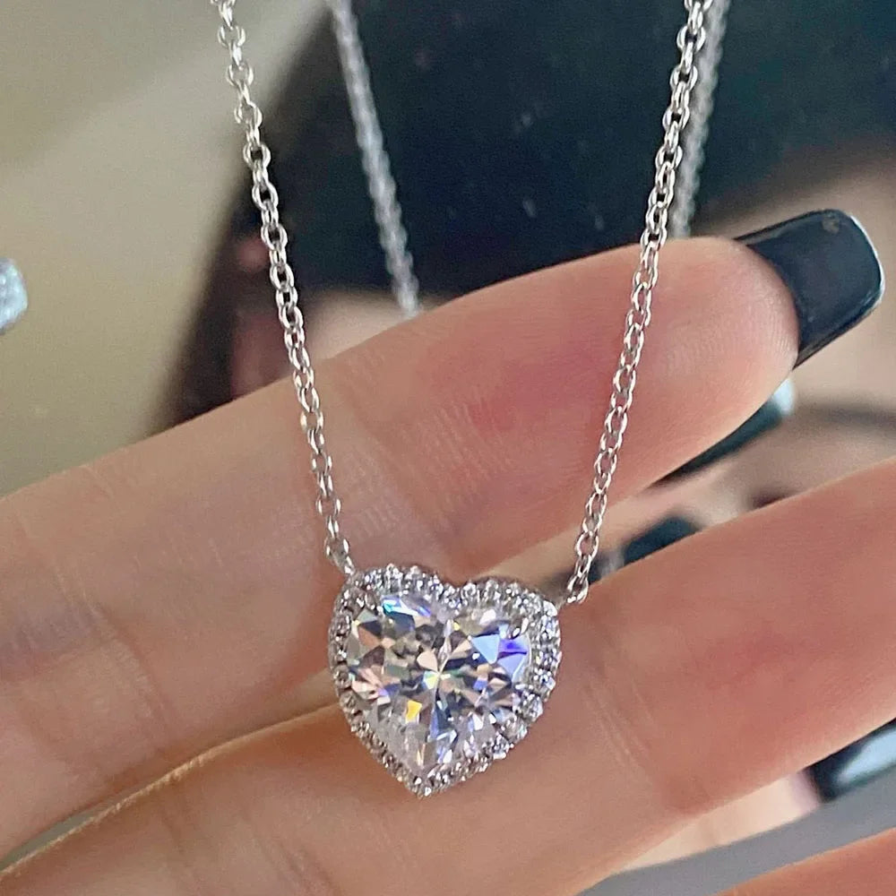 Serenity 1ct 2ct 3ct 4ct Heart Cut D Color Moissanite Necklace Women 100% S925 Sterling Silver Plated 18K Pendant Necklace GRA - Madeinsea©