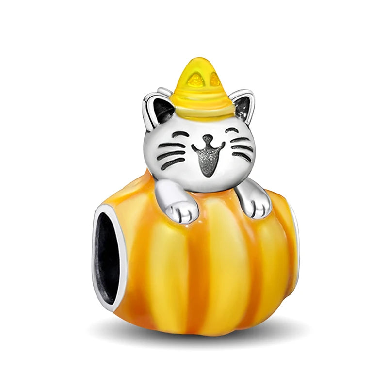 925 Sterling Silver Halloween Dark Phantom Pumpkin Devil Fit Diy Bracelet Necklace Making Gift Of High Quality Fine Jewelry