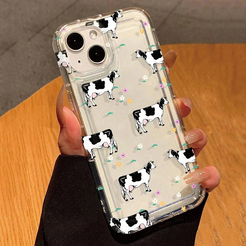 Creative Cow Pattern Clear Phone Case for Xiaomi Redmi Note 13 12 11 Pro Plus 5G 11S 10S 9S 9 10 4G Soft Transparent Cover