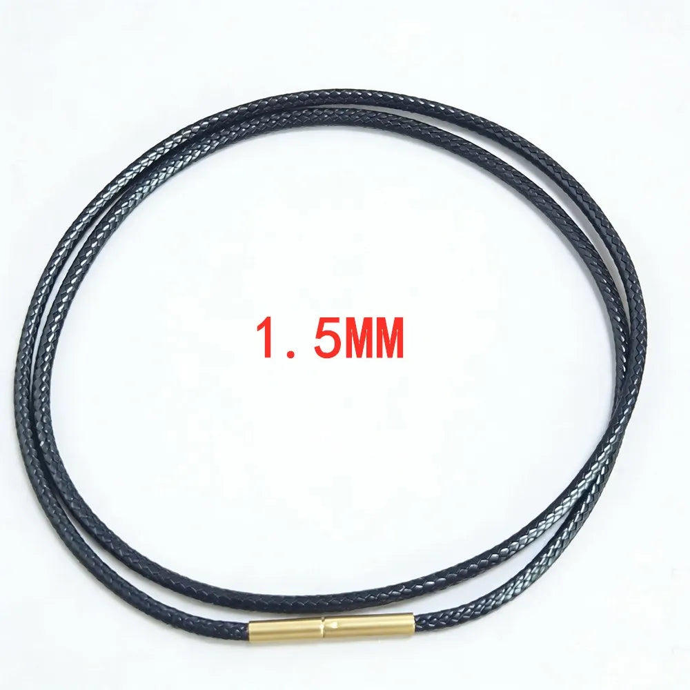 MKENDN Black Leather Chain Necklace for Diy Women Men Handmade Braid Rope Long Necklace 40/50/60/70CM Neck Pendant Chain Jewelry