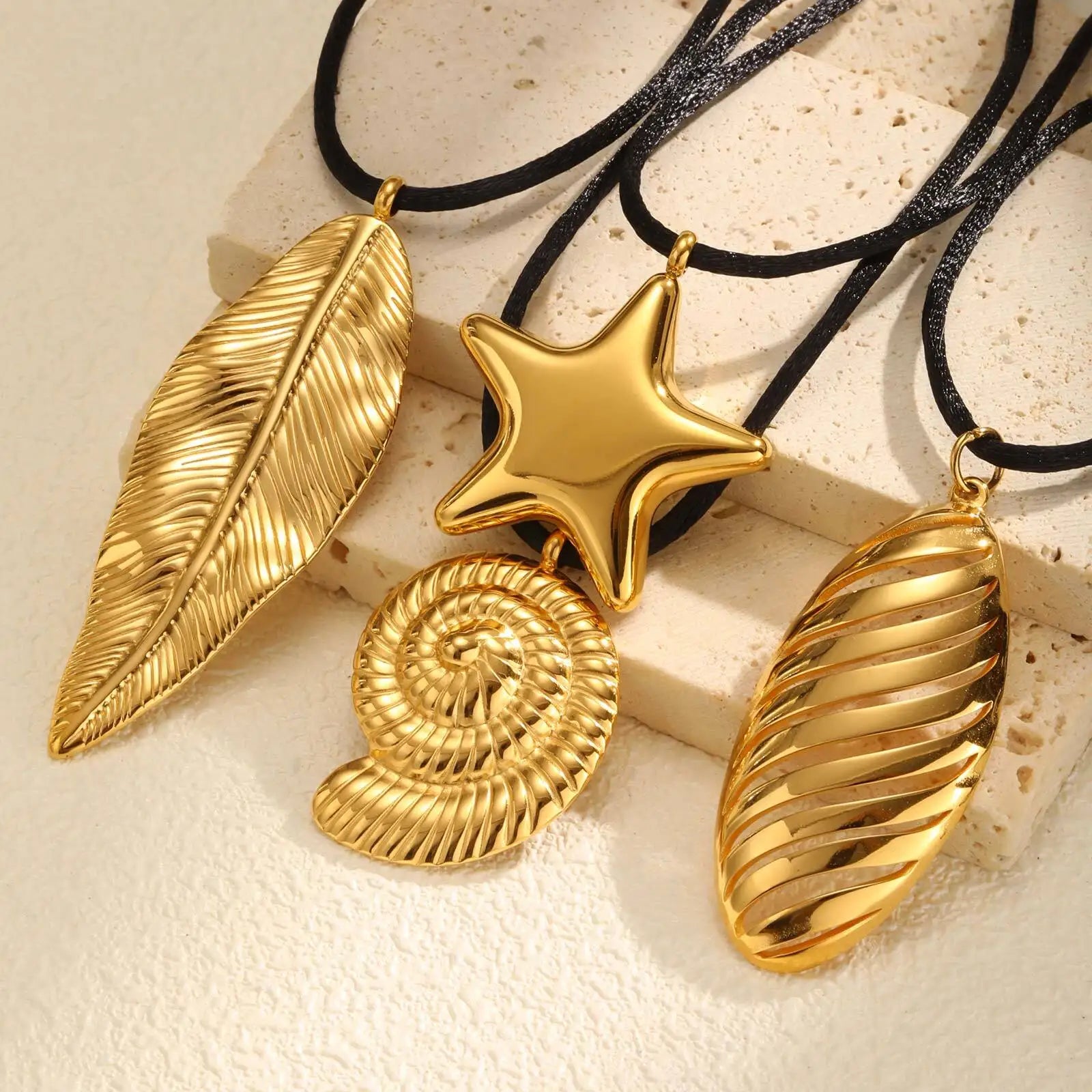 Vnox Chunky Stainless Steel Star Pendant Necklace For Women Simple Design Black Weave Rope Single Bright Jewelry Daily Wear
