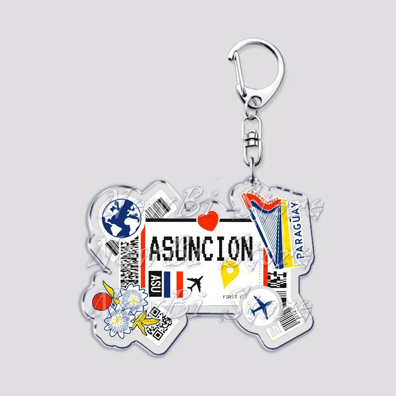 Hot Boarding Pass Keychains for Accessories Bag  NEW YORK TOKYO SEOUL PARIS LONDON Travel Souvenir Tickets Keyring Friends Gifts