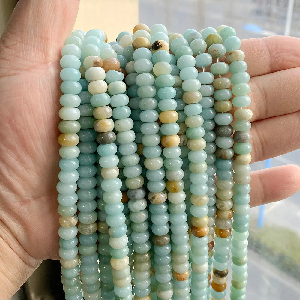 5x8mm Natural Stone Bead Jades Jaspers Chalcedony Rondelle Spacer Loose DIY Beads For Jewelry Making Bracelet Necklace Earrings