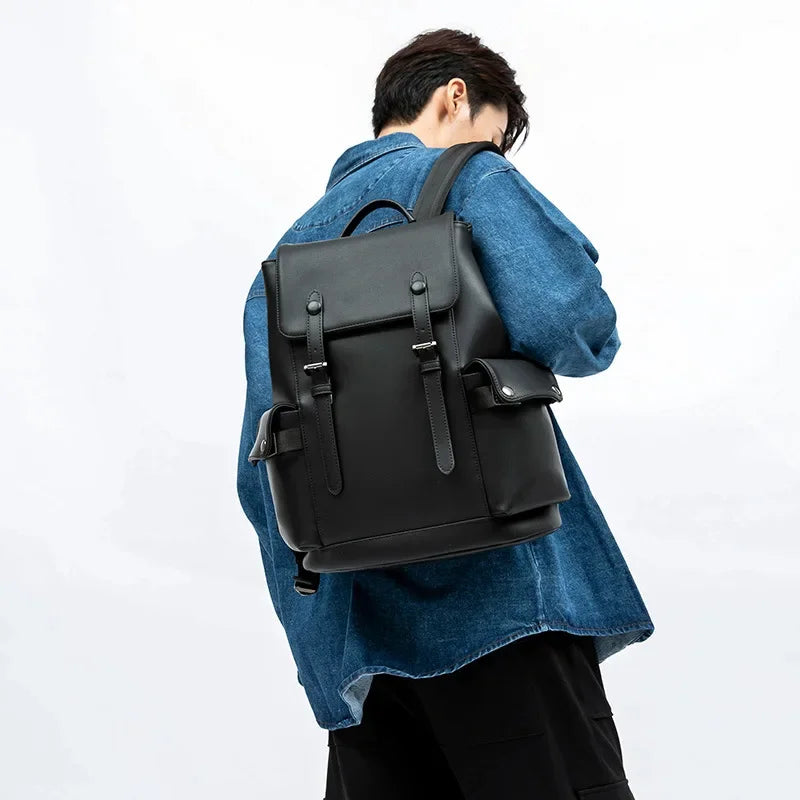 New Fashion Backpack Men Luxury Solid Leather Men's Backpack Business Travel Laptop Backpack Male High Capacity School Bag