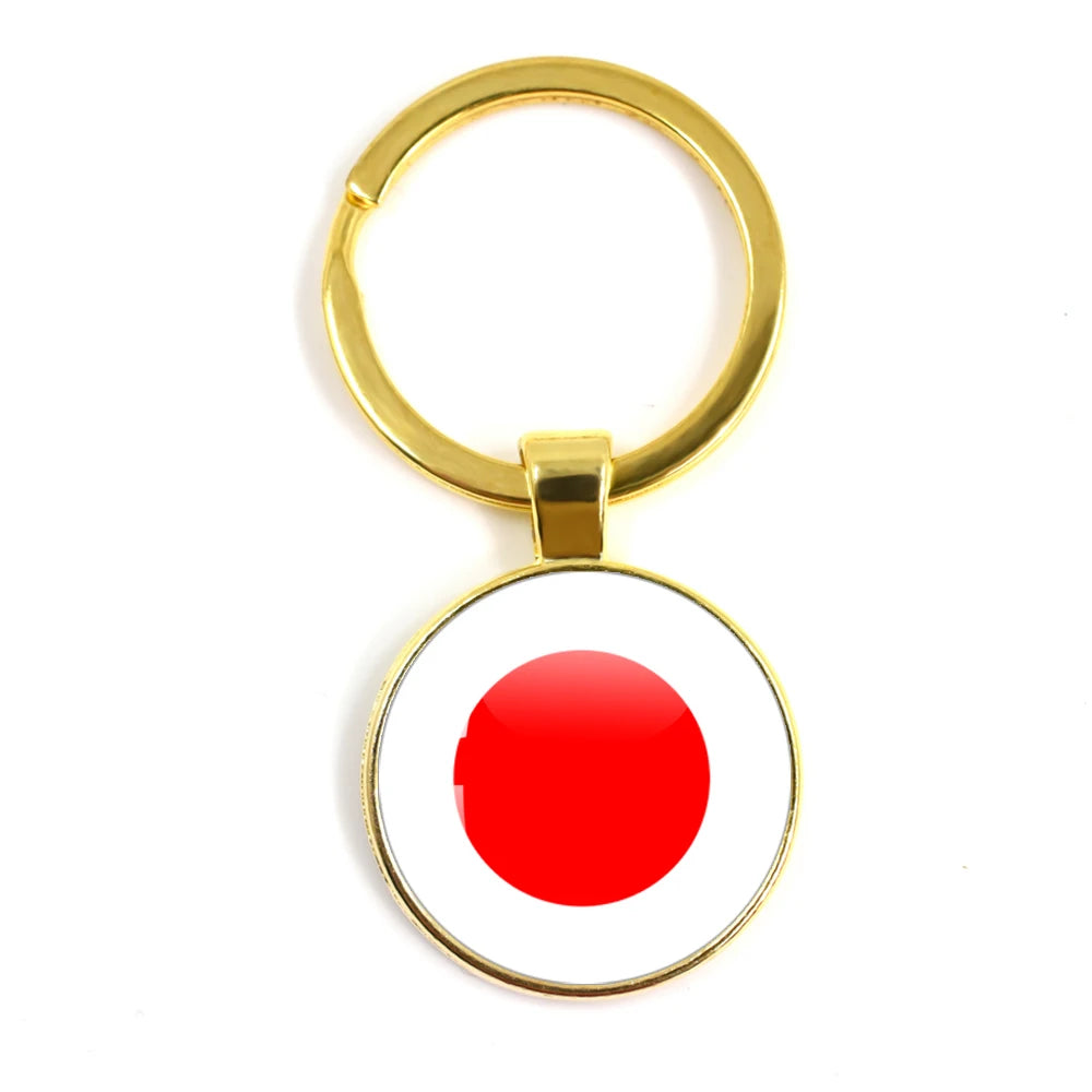 France,Poland,PuertoRico,Montenegro,Yugoslavia,Angola,Philippines,Japan,Senegal Glass Cabochon National Flag Keychain Keyholder