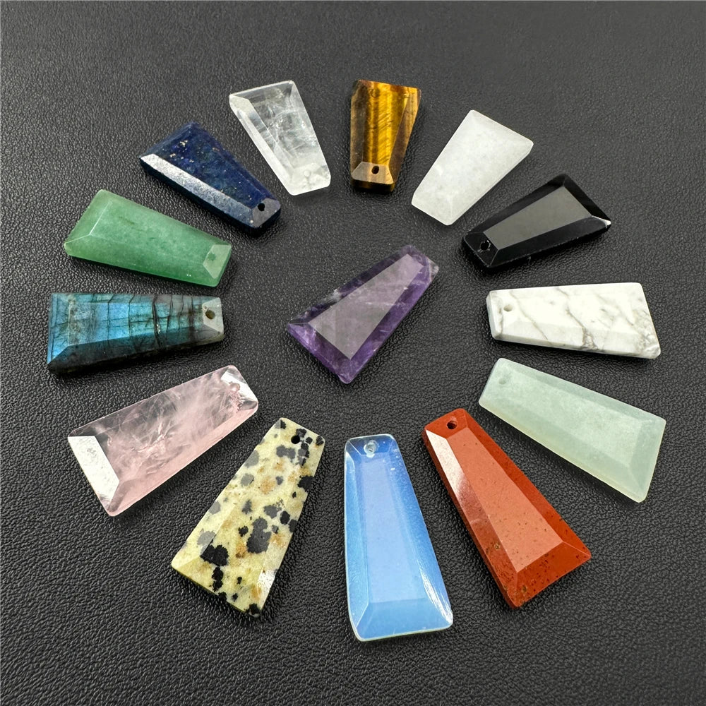 Natural Trapezoid Shape Stone Pendant High Quanlity Amethysts Labradorite Quartzs Charms Bead For Necklace Earrings DIY Handmade - Madeinsea©