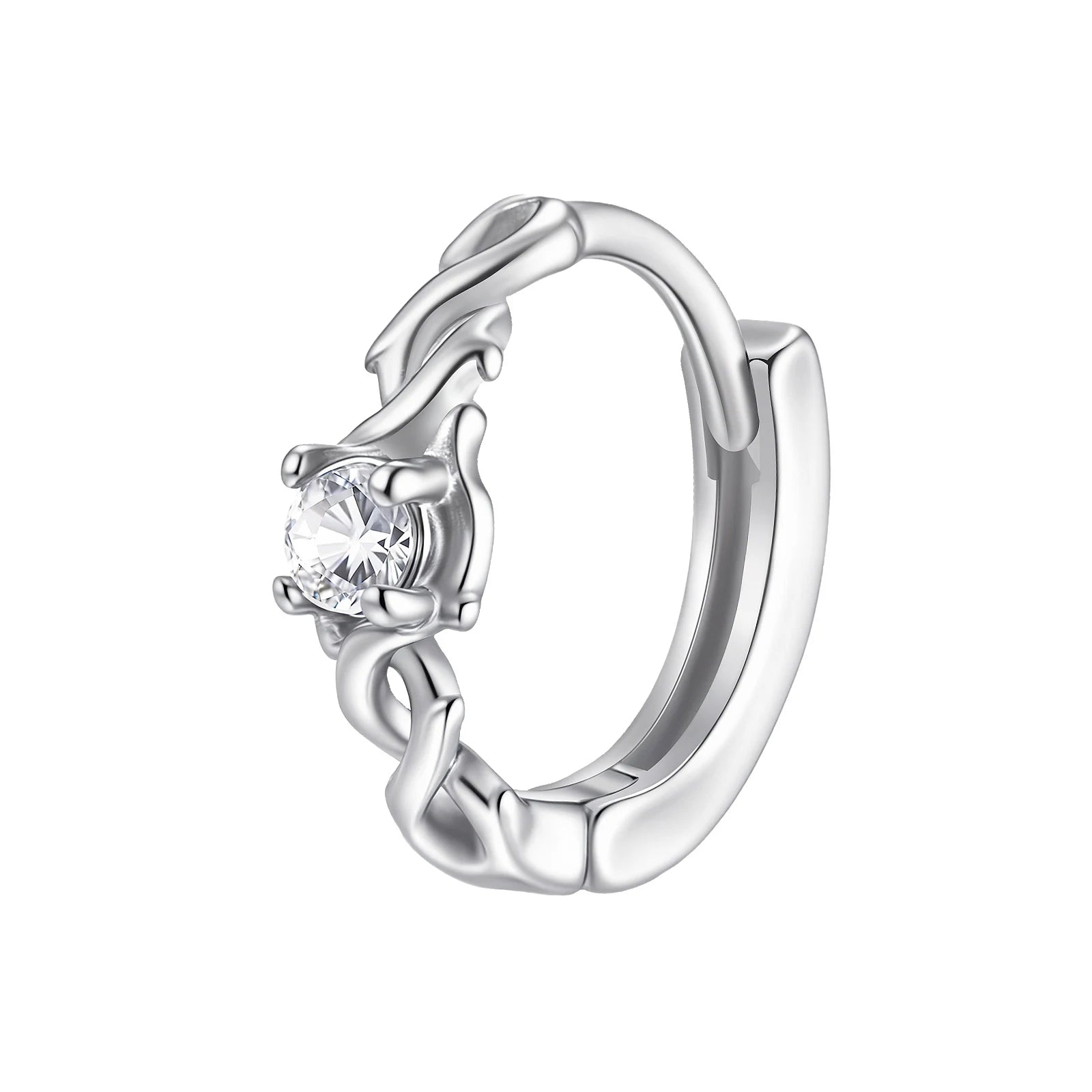 Vnox Thorn Shaped Hoop Earrings with Cubic Zirconia Stone,Men Women Stainless Steel Huggies Earrings,Small Luxury Ear Jewelry
