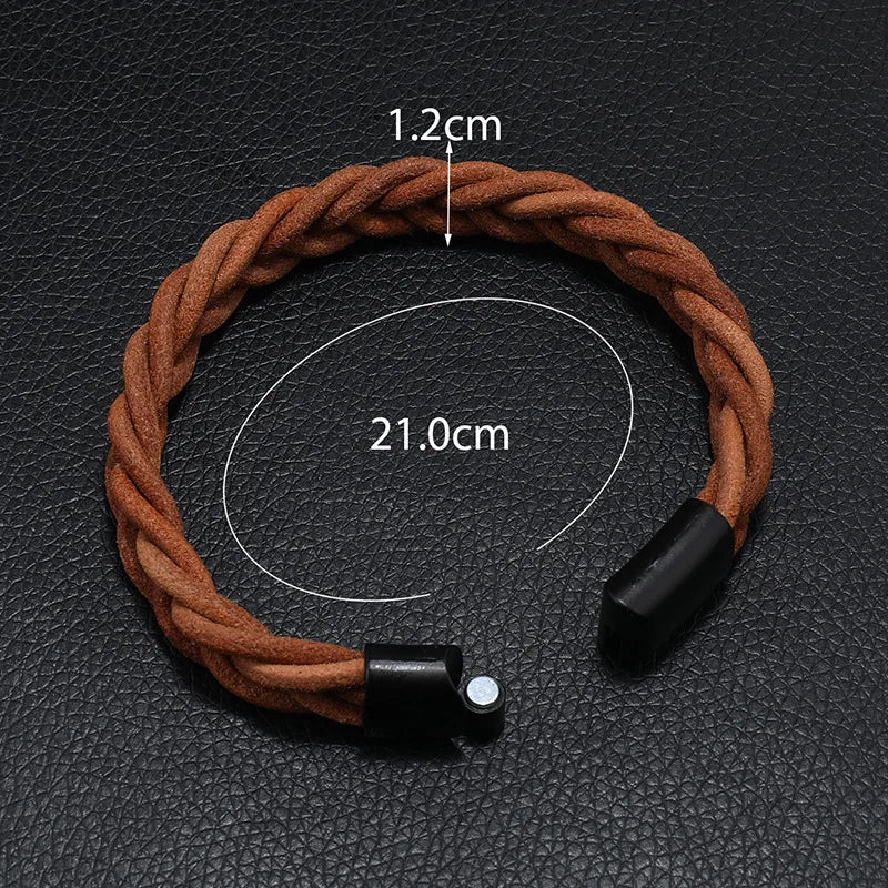 New Simple and Fashionable Leather Rope Bracelet Men's Alloy Magnet Buckle Five Strand Leather Handwoven Jewelry