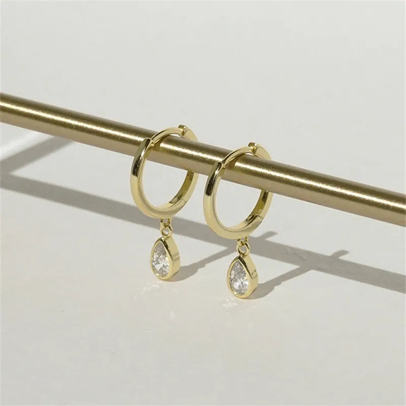 925 Sterling Silver Solitaire Zircon Drop Korean Earrings for Womern Temperament Sweet Jewelry