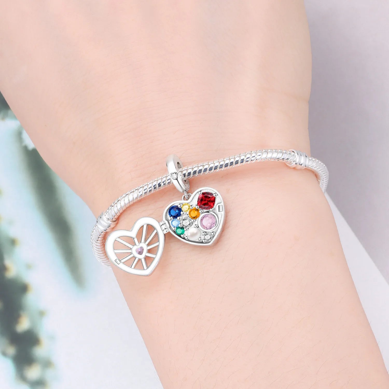 PANPOKI 925 Sterling Silver Heart Shaped Treasure Box Beads Original Pendants Bracelet Charm Jewelry Party DIY Trendy Gifts