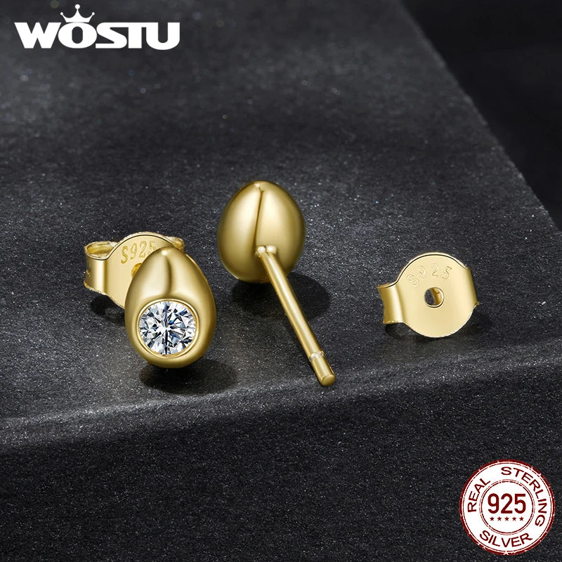 WOSTU Pear Style moissanite Stud Earrings For Women, 925 Sterling Silver 18K Gold Teardrop earrings Christmas Gift For her