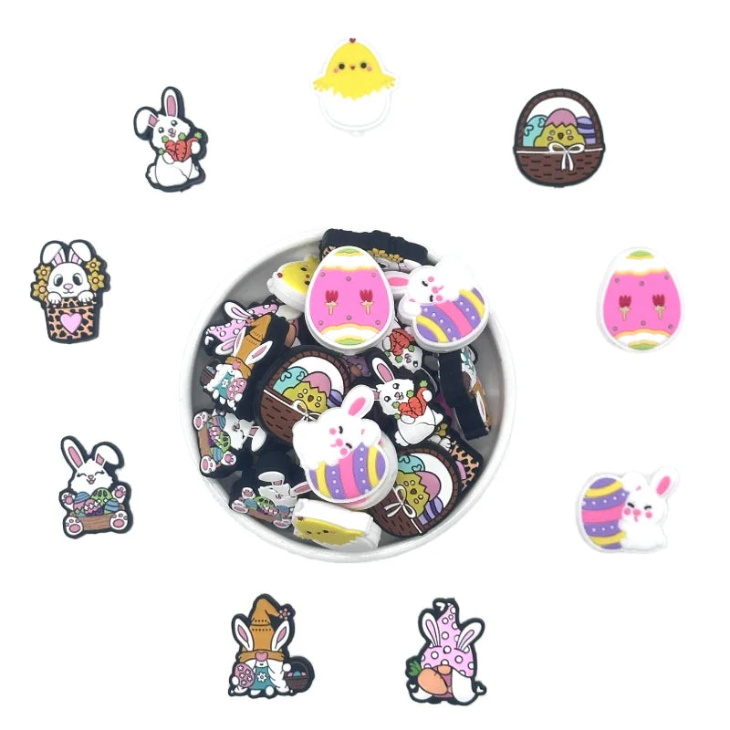 10/20PCS  Easter Series Silicone Focal Beads DIY Necklaces Jewelry Plastic Pen Beads Key Chain Car Decoration Chains Bag Chains