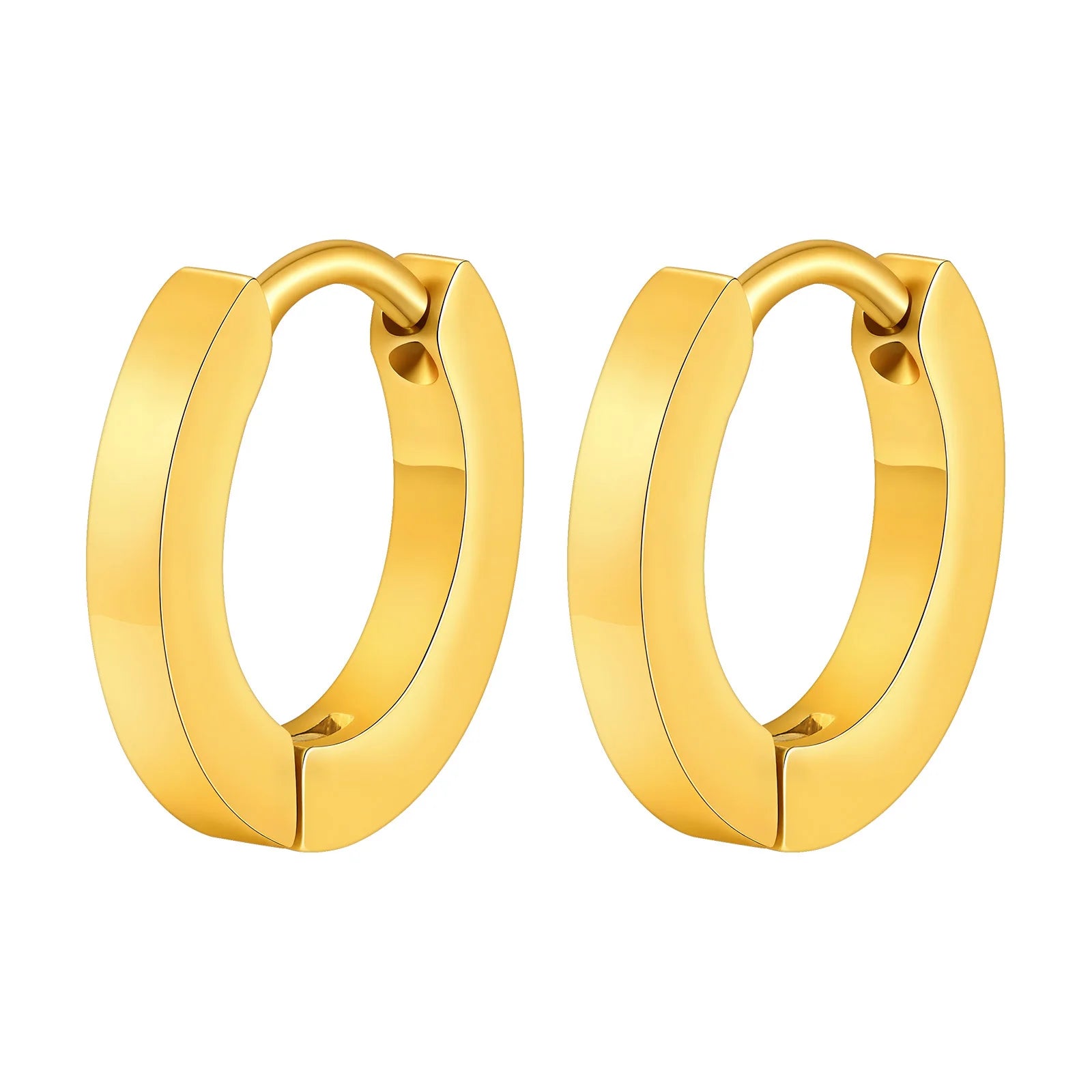 Vnox Glossy Stainless Steel Small Hoop Huggies Earrings for Women Men, Hand Polished Simple Metal Hoops, Minimalist Jewelry Gift