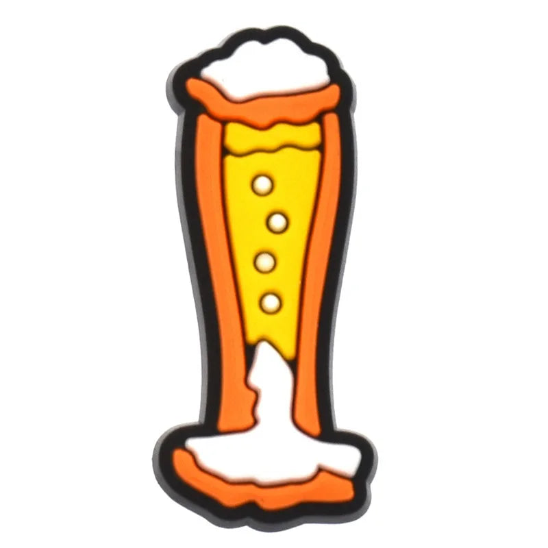 1 pièce de breloques en PVC pour chaussures Crocs, motif poulet à la bière, accessoires de bricolage, badge unisexe, boucle pour sandales, décoration pour jeans enfant.