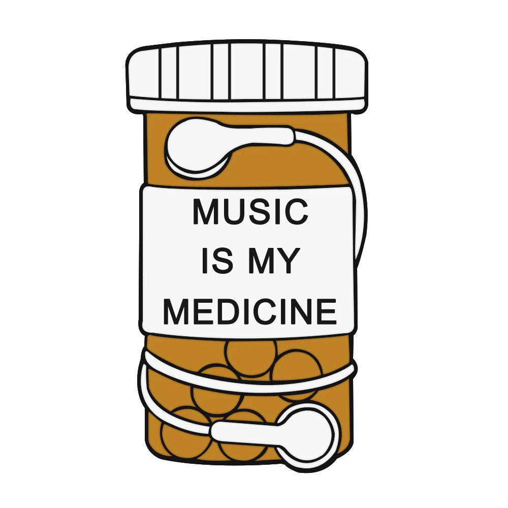 Personality Music Enthusiast Badges Pins MUSIC IS MY LIFE Earphone CD Brooches Kids Backpack Decoration Pins Jewelry Gift Girl