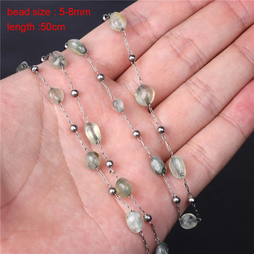 Natural Stone Beads Green Prehnites Round Faceted Loose Spacer Raw Chip Bead For Jewelry Making Needlework Diy Bracelet Necklace