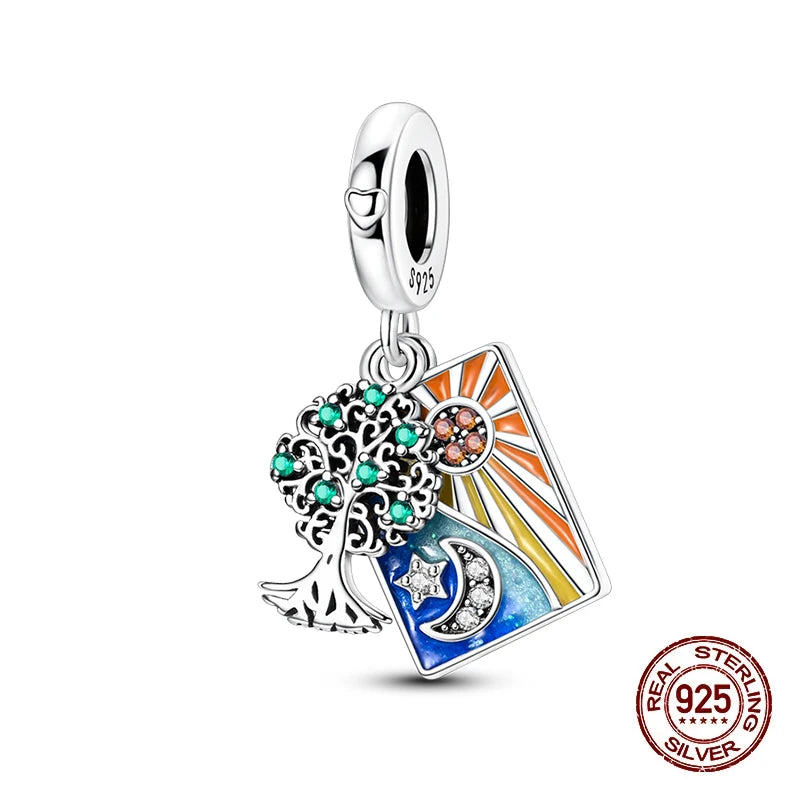 Fashion 925 Sterling Silver Heart Shape Tree Of Life Mother Sister Hug Charms Beads Fit Original Bracelets Fine DIY Jewelry Gift