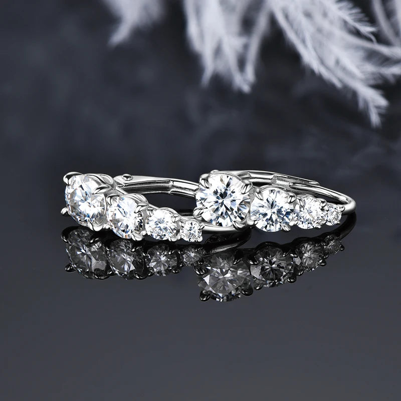 All Moissanite Hoops Luxury Earrings for Women 925 Sterling Silver Wedding Daily Wear Jewelry 6.5mm&5.5mm&4mm Round Lad Diamond