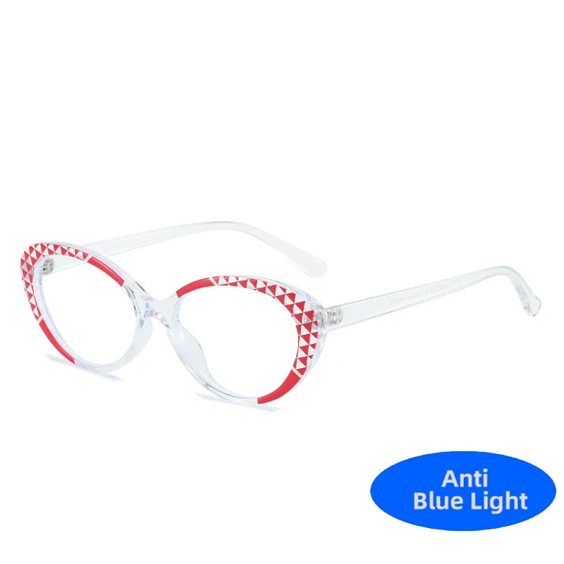 Cute Double Color Oval Anti Blue Light Glasses Computer Goggles Fashion Clear TR90 Frame Eyeglasses Blue Rays Blocking Eyewear
