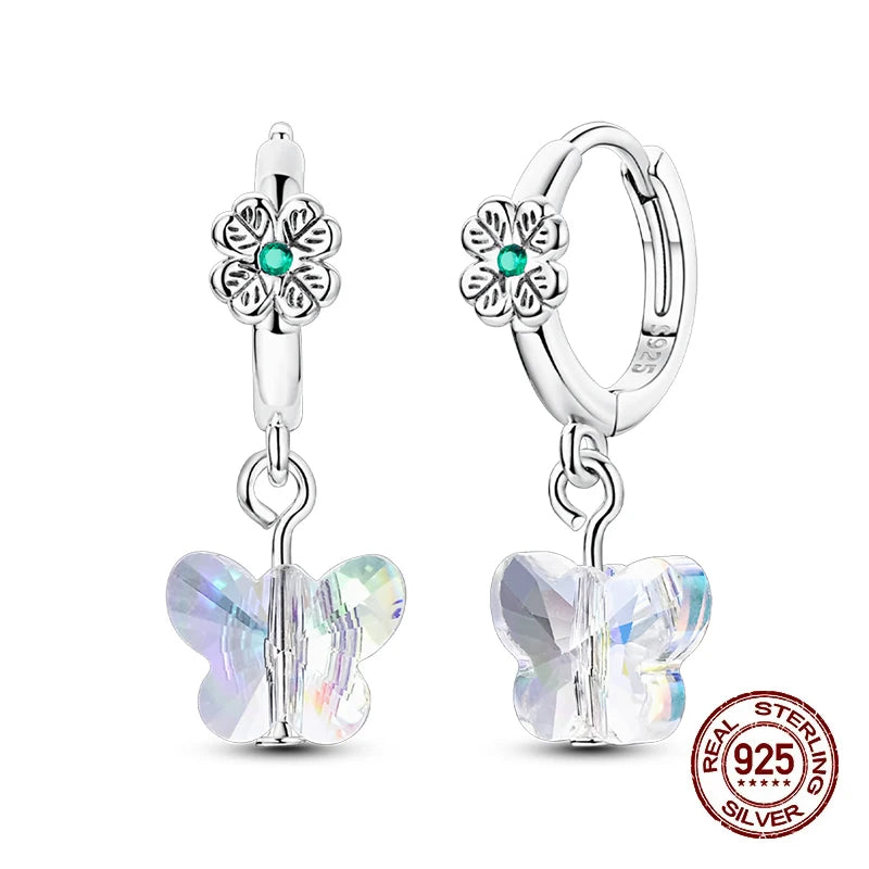 Earrings 925 Silver Shining Heart Shaped Zircon Butterfly Hoop Earrings For Women Engagement Birthday Proluxe Fine Jewelry Gift