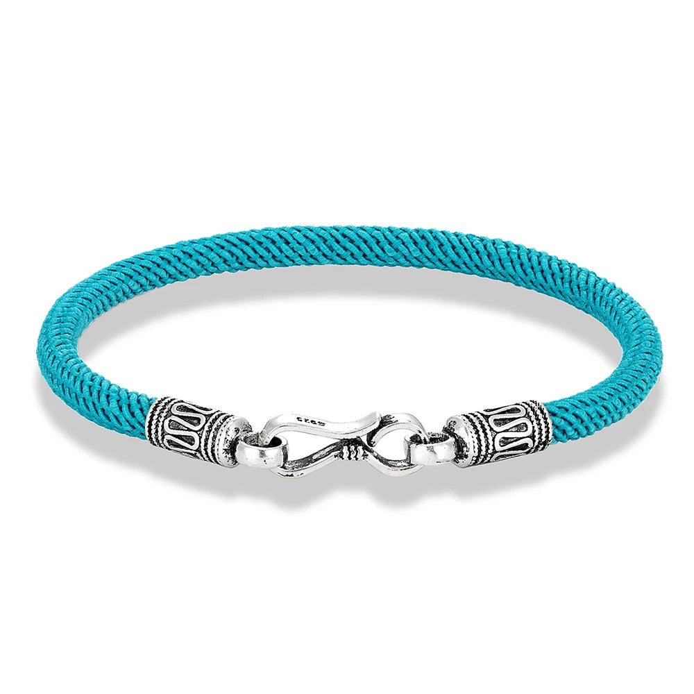 MKENDN 925 Sterling Silver 4mm Braided Rope Bracelet Anklet for Women Men Friendship Bracelet Trendy Jewelry GIfts