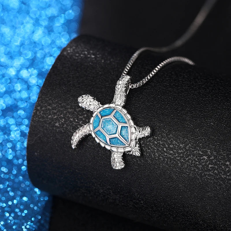 Huitan Cute Turtle Pendant Box Necklace Lovely Trendy Aesthetic Exquisite Accessories for Women Delicate Sweet Animals Jewelry