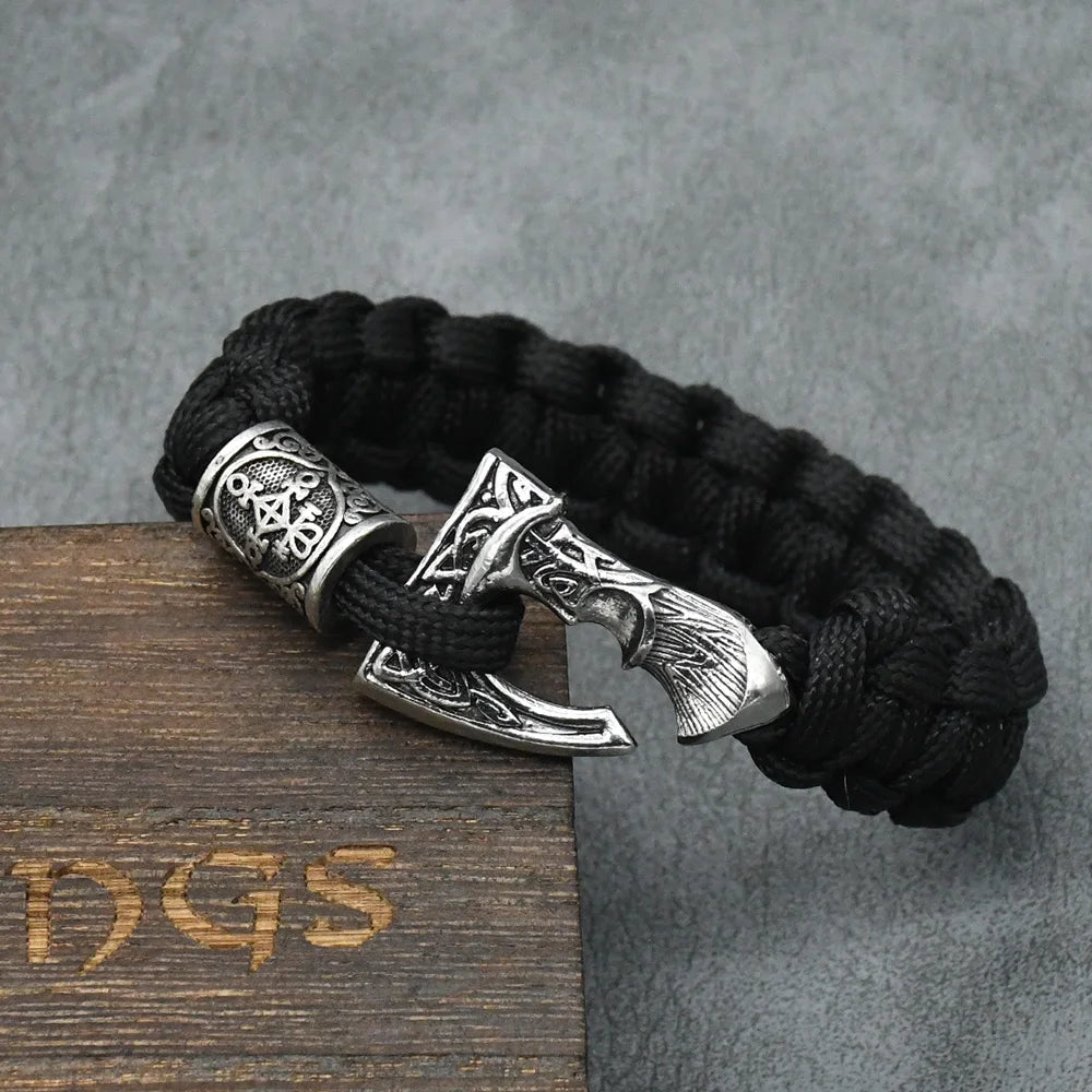 Bracelets de perles de la Trinité avec runes vikings nordiques pour hommes, marteau Mjolnir, paracorde, hache slave Perun, bracelet amulette, bijoux faits à la main pour hommes