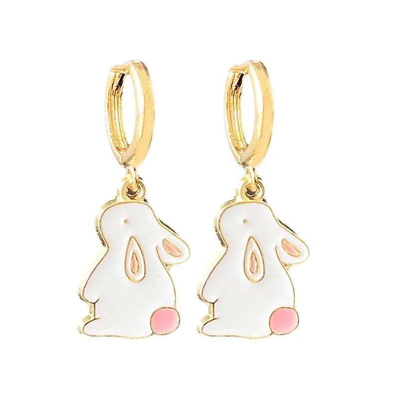 2025 neue Ostern Kaninchen &amp; Ei Legierung Emaille Anhänger Ohrring für Frauen Emaille Ostern Charme Nette Ohrring EAR100036