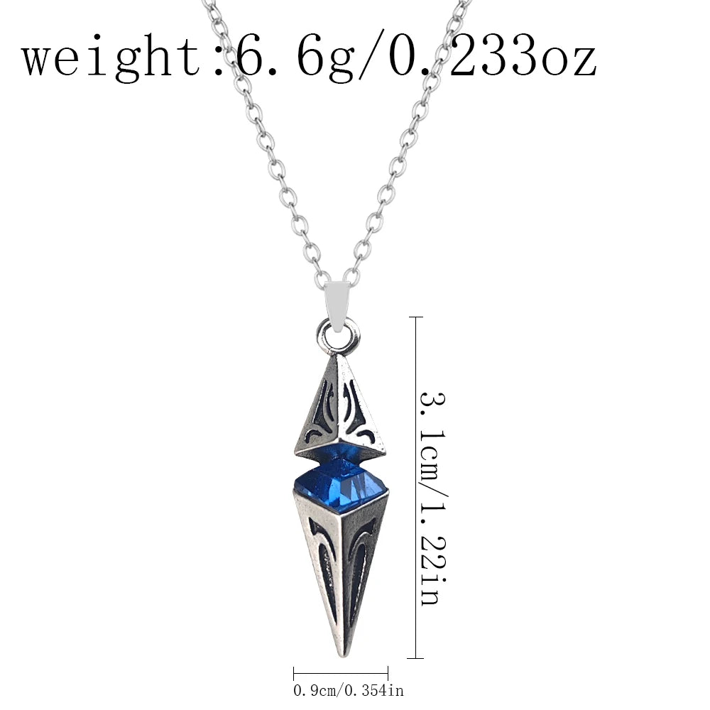 Chic Blue Stone Necklaces for Men Retro Hip Hop Alloy Geometric Pendant Collar,Valentine's Birthday Party Gift for Him