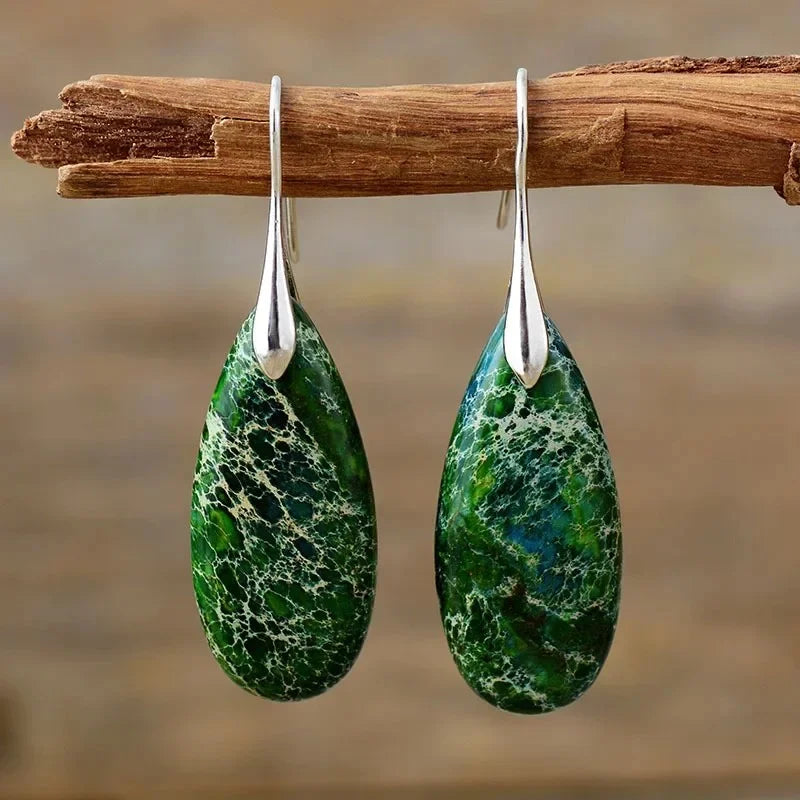 Bohemian Emperor Stone Geometric Pendant Earring Popular Natural Stone Jewelry Earrings for Women Luxury Boho Original earring