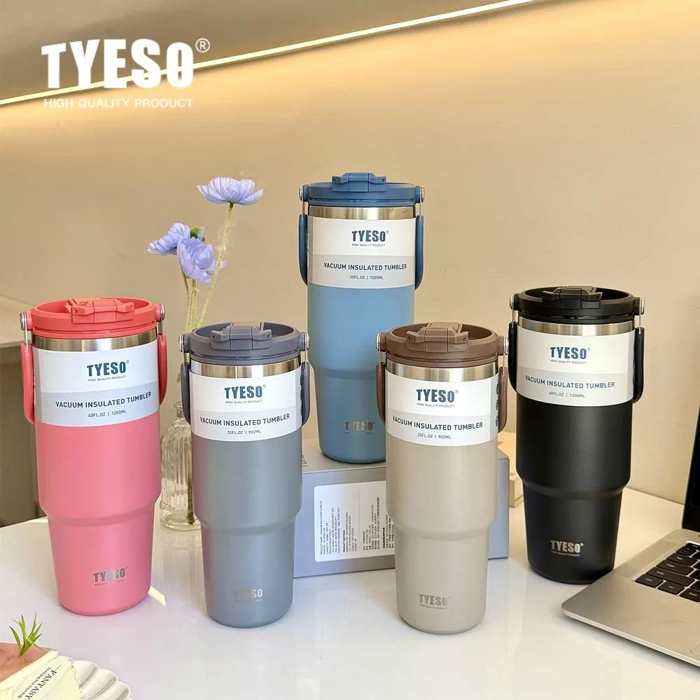 Tyeso Stainless Steel Coffee Cup Cold And Hot Double-layer Insulated Cup Tumbler Thermo Water Bottle Car Travel Mug Vacuum Cup - Madeinsea©