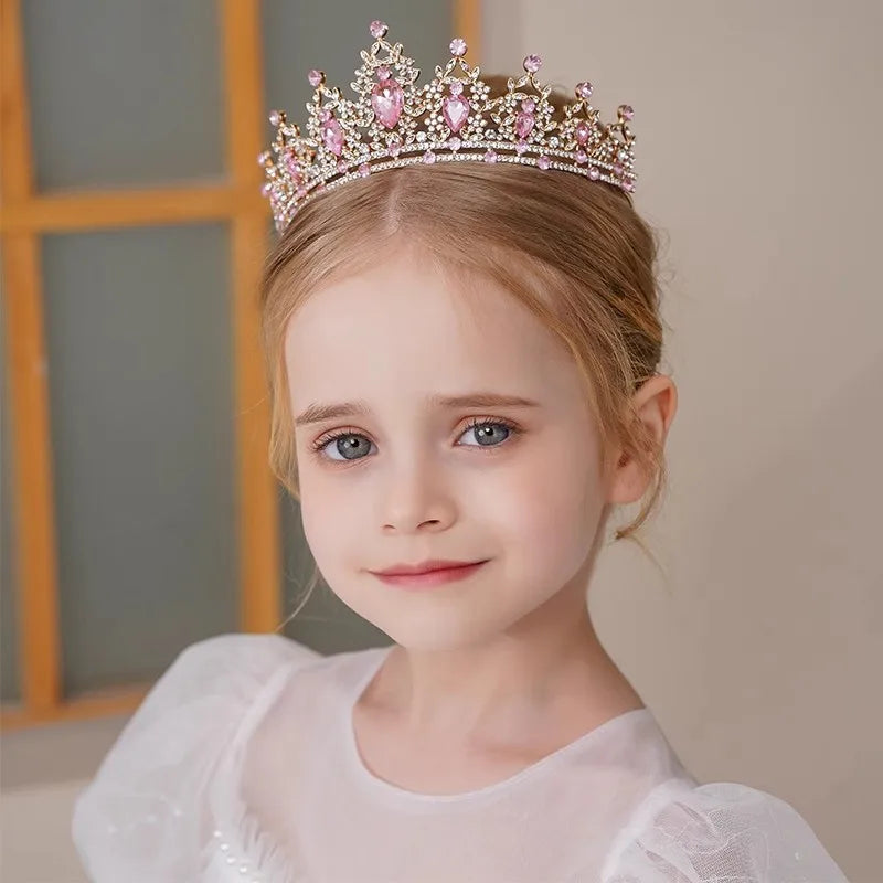Children's Princess Crown Crystal Headband, Girls' Hair Accessory, High-End Elegance, Dance Performance, Birthday Gift Crown