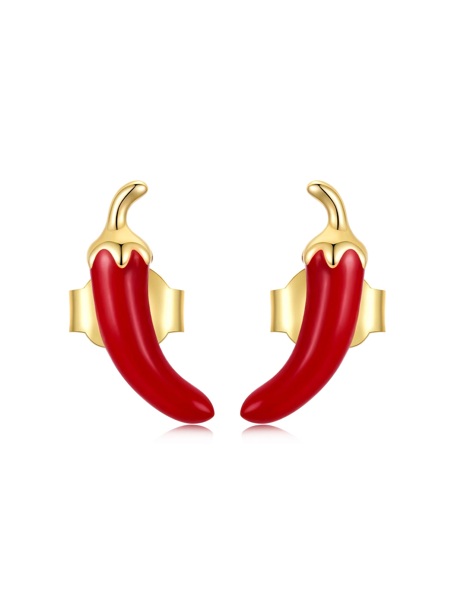 WOSTU 925 Sterling Silver Cherries Earring Strawberry Piercing Red Apple Banana Fruit Cute for Women Birthday Daily Fine Jewelry