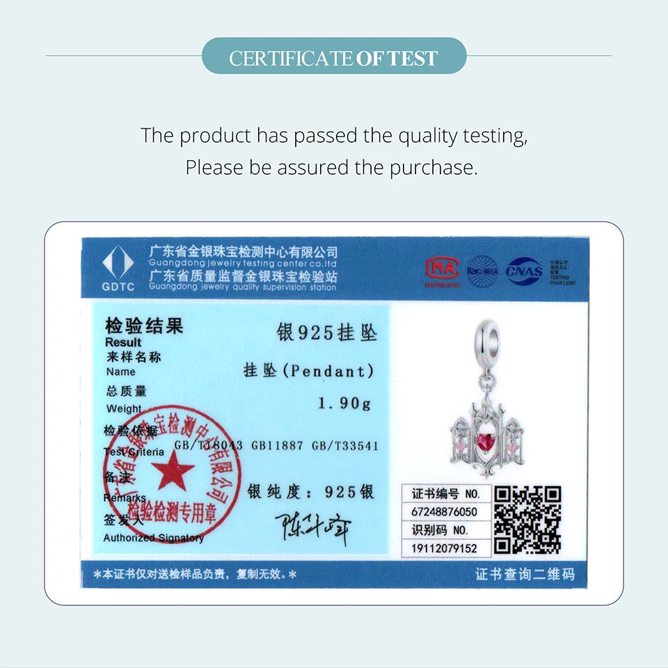 BAMOER Massiver 925 Sterling Silber Hohler Kirchen-Charm-Anhänger passend für Original-Armband, Schmuck, DIY, Bamoer Classic Charm SCC2992