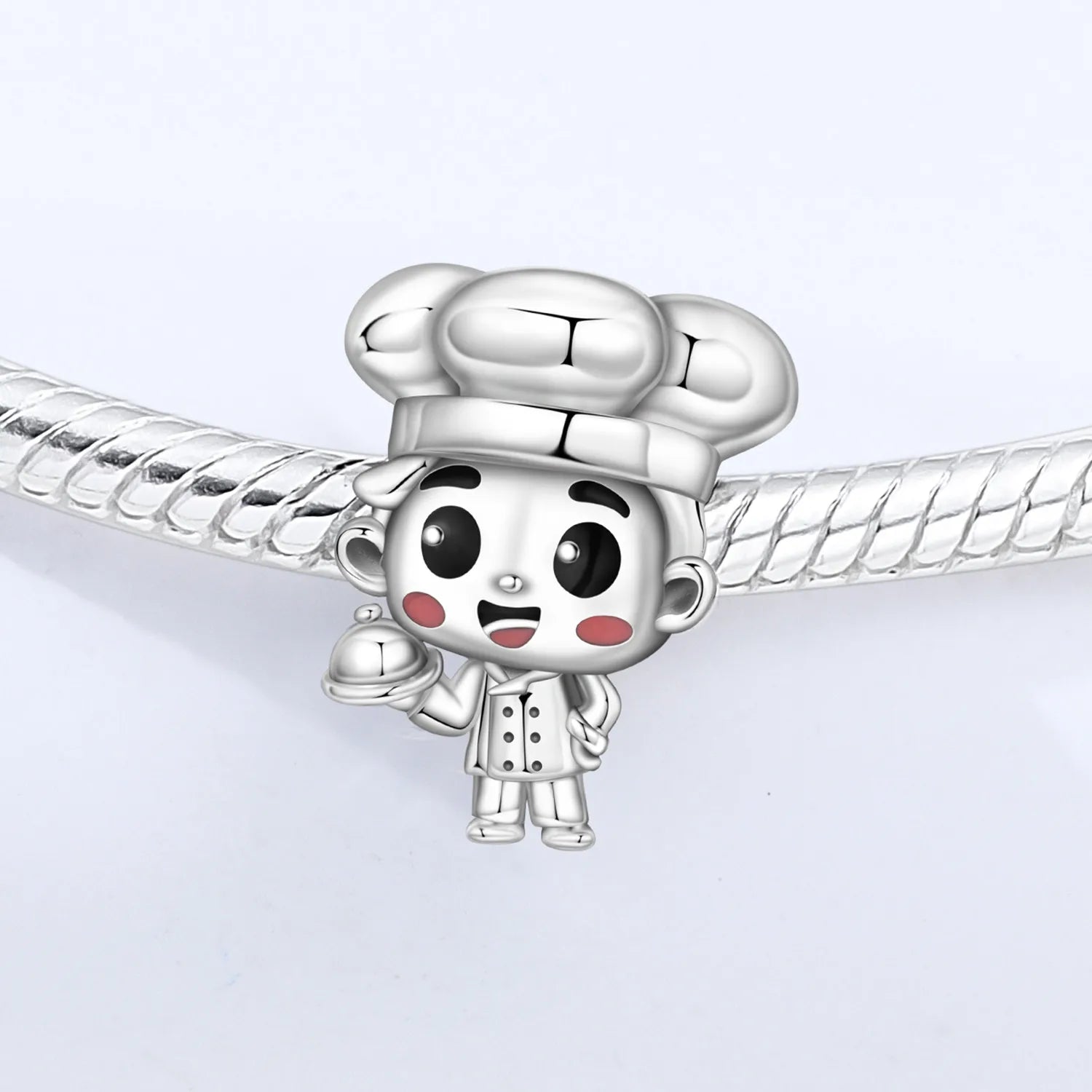 PANPOKI 925 Sterling Silver Chef Boy Cartoon Character Beads Original Pendant Bracelet Charm Jewelry DIY Necklace Bracelet Gift
