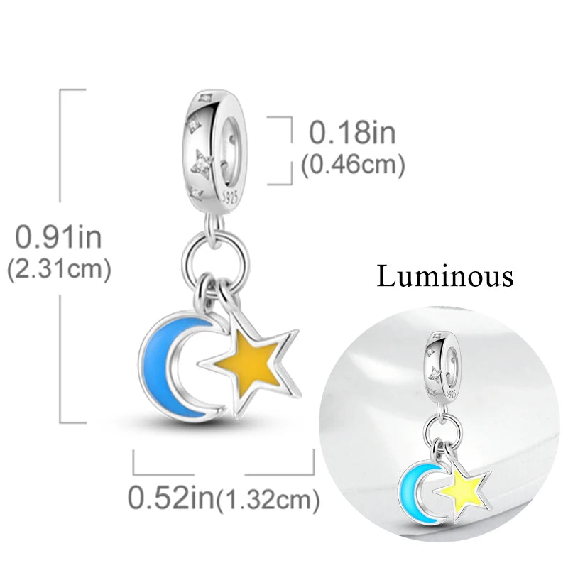 2024 neue 925 Sterling Silber Charms Glühwürmchen Sterne Glühende Leuchtende Charme Perlen für Original Anhänger Armbänder DIY Schmuck Geschenk
