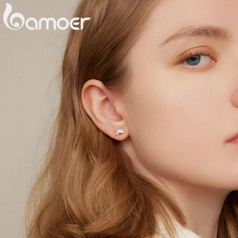 Bamoer 925 Sterling Silber Blitz Ohrstecker für Frauen Mode Ohrringe Schmuck Hochzeitsgeschenk Funkelnde Ohrstecker VSE160