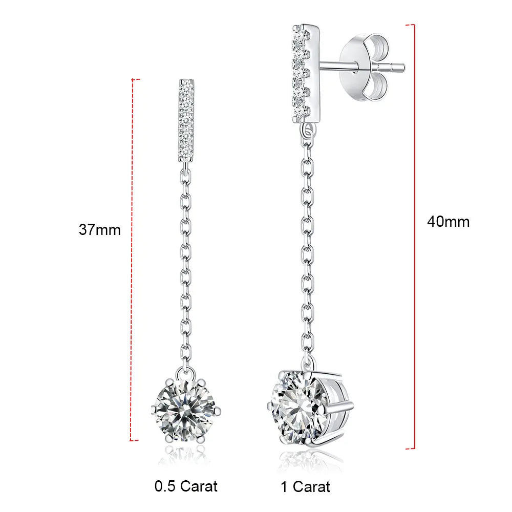 Serenity Six-claw 5mm 6.5mm D Moissanite Tassel Earrings Women Anniversary Gift S925 Sterling Silver Drop Earring Fine Jewelry - Madeinsea©