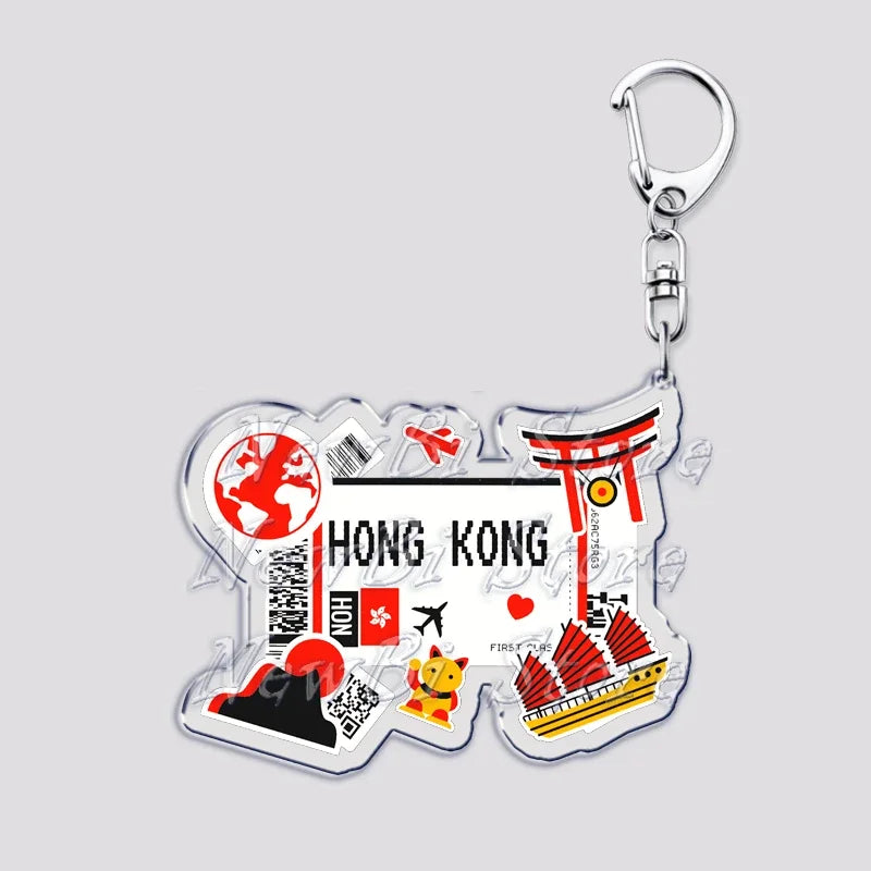 Hot Boarding Pass Keychains for Accessories Bag  NEW YORK TOKYO SEOUL PARIS LONDON Travel Souvenir Tickets Keyring Friends Gifts