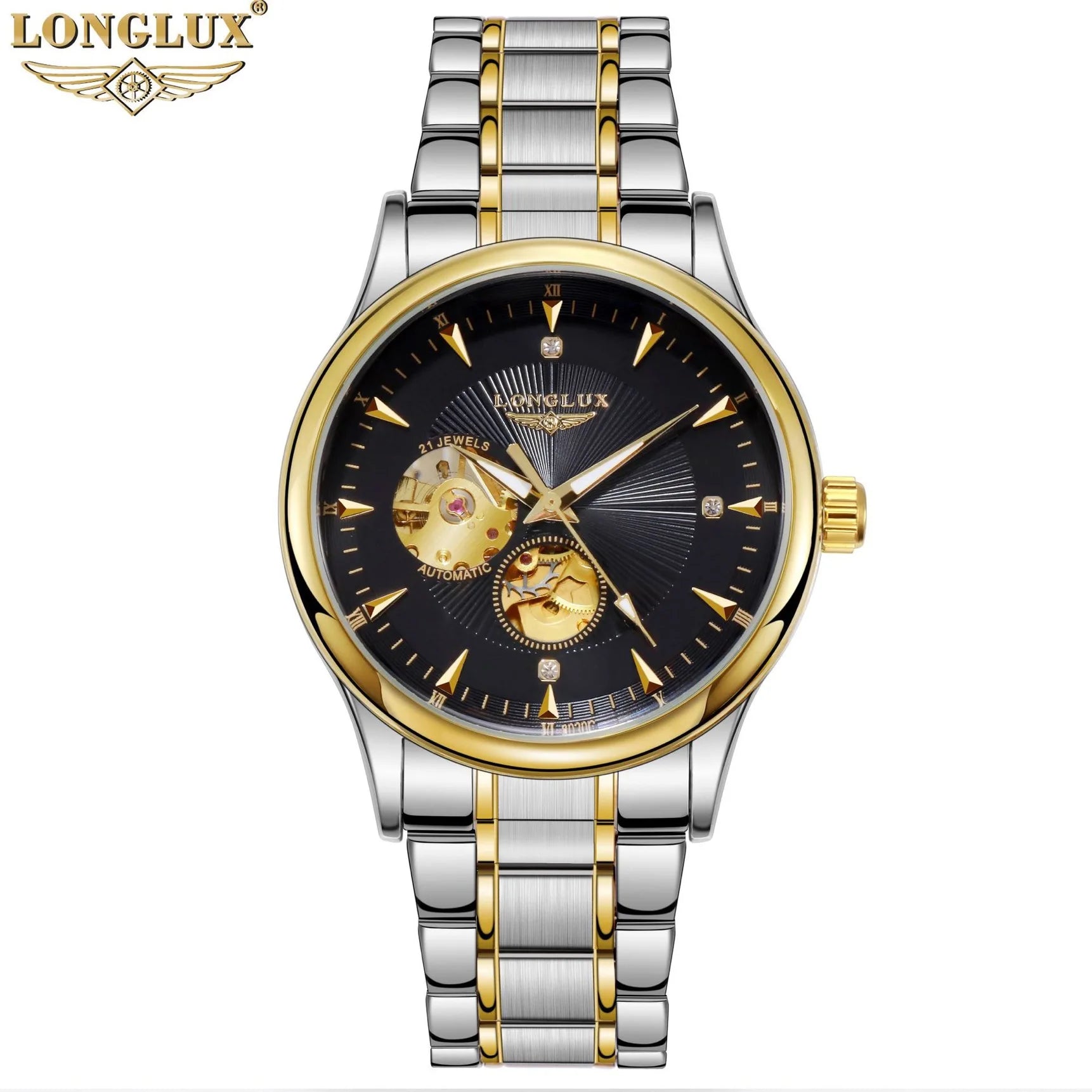 LONGLUX Men automatic mechanical watch elegant luxury watches waterproof skeleton business wholesale stainless steel gift watch - Madeinsea©