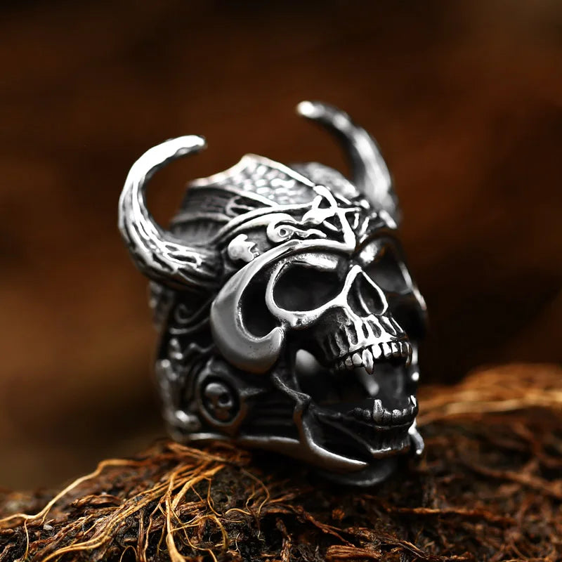 Beier Bague en acier inoxydable 316L pour homme avec tête de mort et croix viking, style punk nordique, cornes, dieu de la guerre, bijoux de haute qualité LLBR8-692R