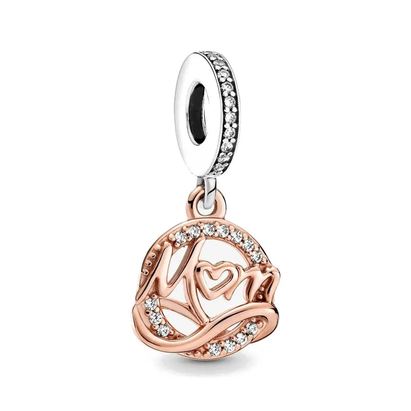Hot Selling Rose Gold Series Leaf Bead Key Lock Pendant Suitable For European Original Bracelet DIY Exquisite Jewelry S925 Silve