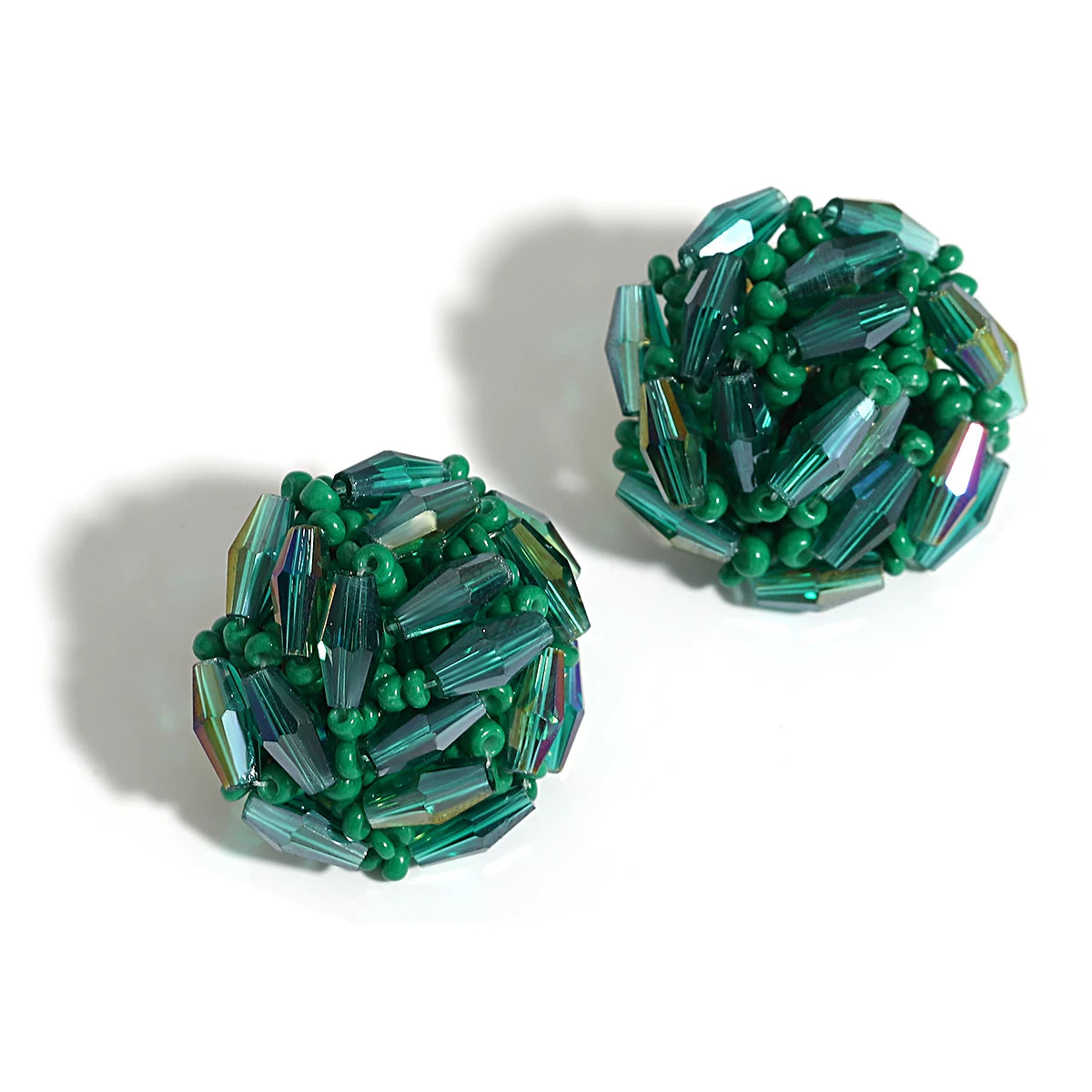 AENSOA Multicolor Crystal Seed Beads Round Stud Earrings for Women Bohemia Geometric Beaded Earrings Handmade Jewelry 2023