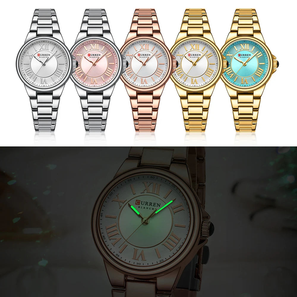 CURREN Romantic Charm Women's Wristwatches Fashion Design Thin Quartz Watch with Luminous Hands Stainless Steel Bracelet - Madeinsea©